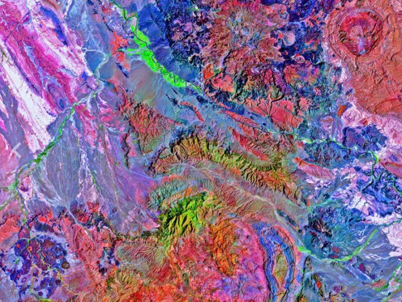 satellite image showing different rock types